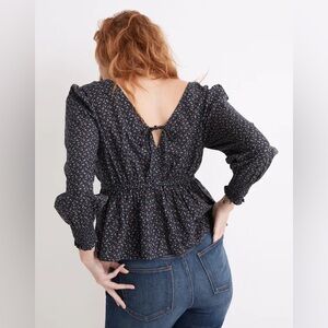 Madewell Campden Daises Tie Back Peplum Top